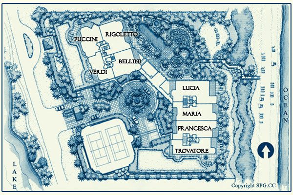 Siteplan for Bellaria, Luxury Oceanfront Condominiums Located at 3000 South Ocean Boulevard, Palm Beach, Florida 33480 