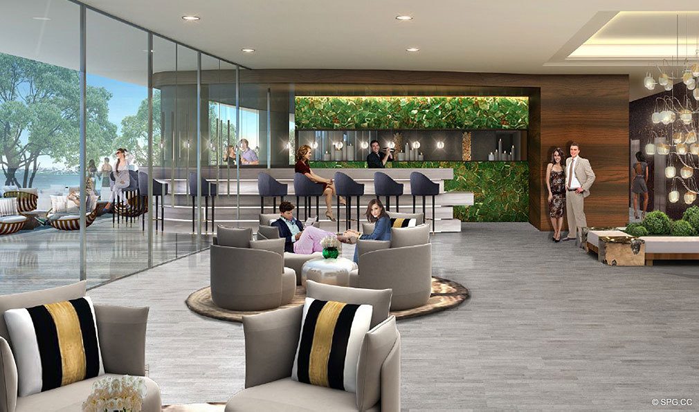 Lounge Bar at Aria on the Bay, Luxury Waterfront Condominiums Located at 1770 North Bayshore Drive, Miami, FL 33132