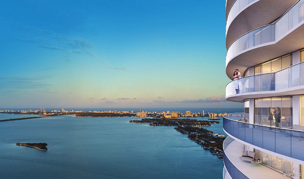 Terrace Views from Aria on the Bay, Luxury Waterfront Condominiums Located at 1770 North Bayshore Drive, Miami, FL 33132