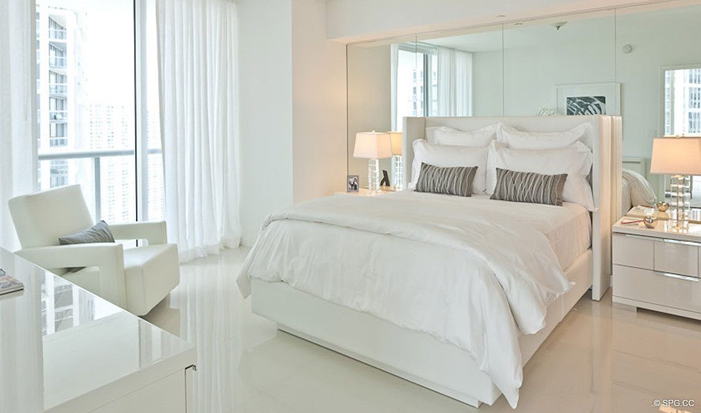 Bedroom Suite at ICON Brickell, Luxury Waterfront Condominiums Located at 475 Brickell Ave, Miami, FL 33131