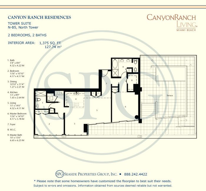 Tower Suite N-B5 Floorplan at Canyon Ranch Living, Luxury Oceanfront Condos on Miami Beach