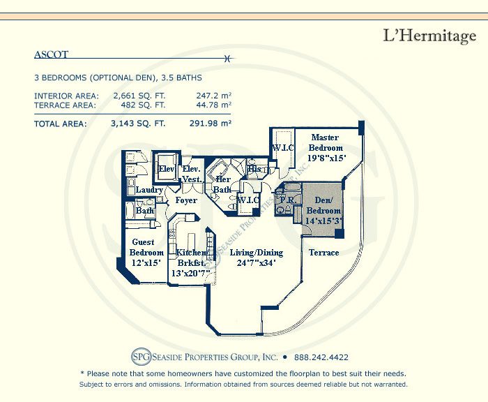 l'hermitage floorplan, luxury oceanfront condos, in fort lauderdale