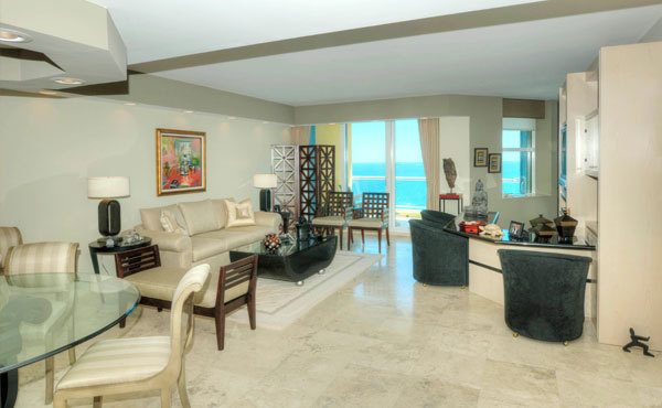 Great Room at Luxury Oceanfront Residence 18D, Tower II, The Palms Condominiums, 2110 North Ocean Boulevard, Fort Lauderdale Beach, Florida 33305, Luxury Seaside Condos