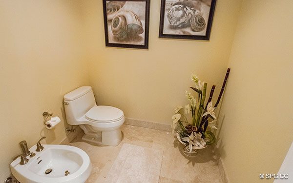 Master Bath with Water Closet inside Residence 3B at Hemingway Landings, Luxury Waterfront Condominiums in Fort Lauderdale, Florida 33316