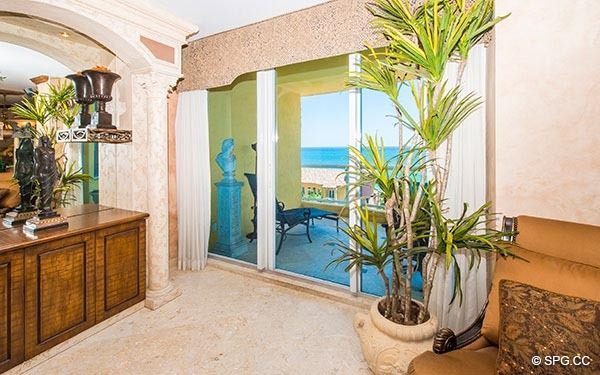 Terrace Entrance from Great Room in Residence 8D, Tower I at The Palms, Luxury Oceanfront Condos in Fort Lauderdale, Florida, 33305