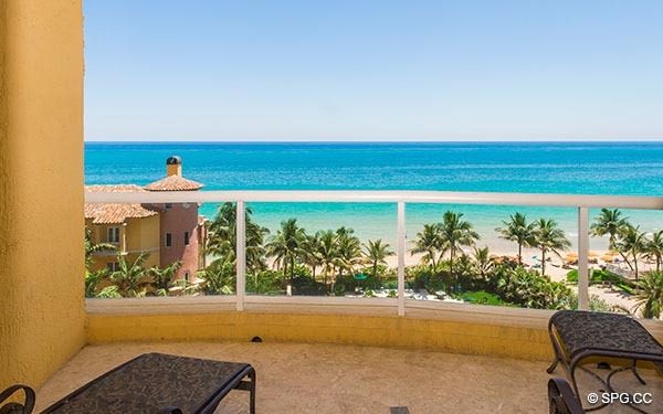 Terrace with Ocean View from Residence 8D, Tower I at The Palms, Luxury Oceanfront Condos in Fort Lauderdale, Florida, 33305