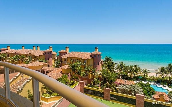 Courtyard, Tennis and Ocean Views from Residence 8D, Tower I at The Palms, Luxury Oceanfront Condos in Fort Lauderdale, Florida, 33305