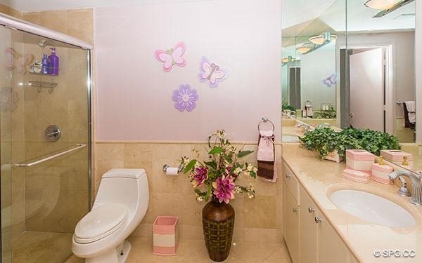 Guest Bathroom inside Residence 8D, Tower I at The Palms, Luxury Oceanfront Condos in Fort Lauderdale, Florida, 33305