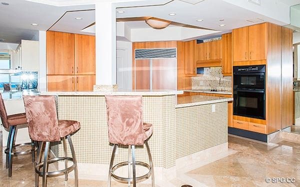 Beautiful Open Kitchen Design inside Residence 14E, Tower I at The Palms, Luxury Oceanfront Condominiums in Fort Lauderdale, Florida 33305.