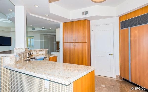 Gourmet Kitchen inside Residence 14E, Tower I at The Palms, Luxury Oceanfront Condominiums in Fort Lauderdale, Florida 33305.