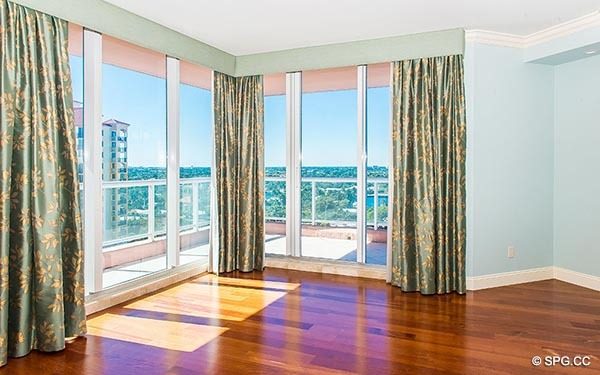 Master Bedroom with Terrace Access inside Residence 14E, Tower I at The Palms, Luxury Oceanfront Condominiums in Fort Lauderdale, Florida 33305.