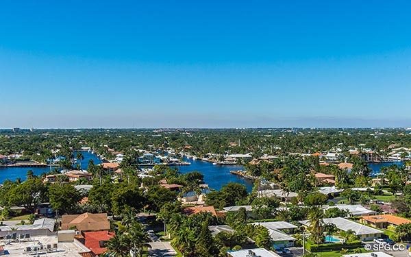 Intracoastal Views from Residence 14E, Tower I at The Palms, Luxury Oceanfront Condominiums in Fort Lauderdale, Florida 33305.