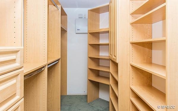 Master Walk-In Closet inside Residence 14E, Tower I at The Palms, Luxury Oceanfront Condominiums in Fort Lauderdale, Florida 33305.