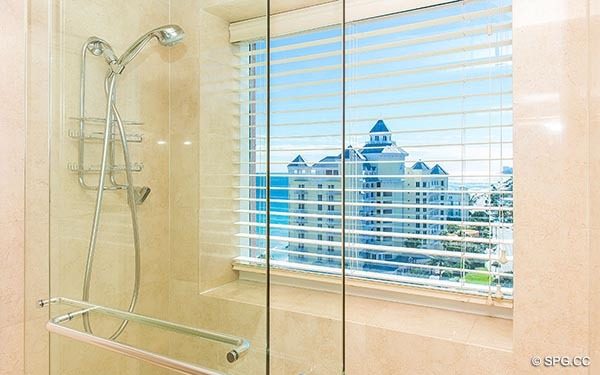 Guest Shower inside Residence 14E, Tower I at The Palms, Luxury Oceanfront Condominiums in Fort Lauderdale, Florida 33305.