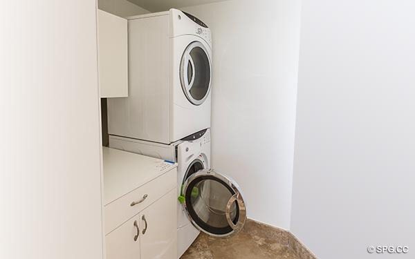 Laundry Room inside Residence 14E, Tower I at The Palms, Luxury Oceanfront Condominiums in Fort Lauderdale, Florida 33305.