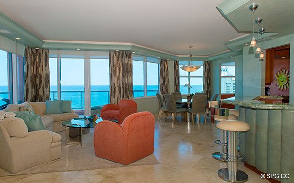 Living Area at  Residence 12B, Tower II, The Palms Condominiums, 2110 North Ocean Boulevard, Fort Lauderdale Beach, Florida 33305.