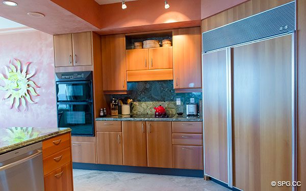 Kitchen at Residence 12B, Tower II, The Palms Condominiums, 2110 North Ocean Boulevard, Fort Lauderdale Beach, Florida 33305.