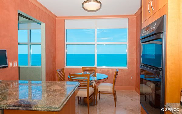 Breakfast Area at Residence 12B, Tower II, The Palms Condominiums, 2110 North Ocean Boulevard, Fort Lauderdale Beach, Florida 33305.