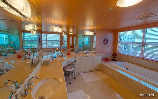 Master Bathroom at Residence 12B, Tower II, The Palms Condominiums, 2110 North Ocean Boulevard, Fort Lauderdale Beach, Florida 33305.