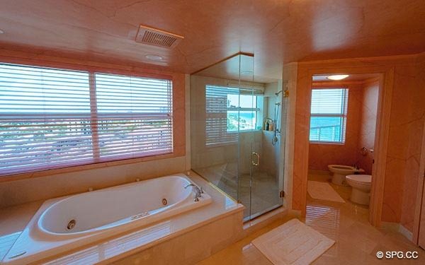 Master Bathroom at Residence 12B, Tower II, The Palms Condominiums, 2110 North Ocean Boulevard, Fort Lauderdale Beach, Florida 33305.