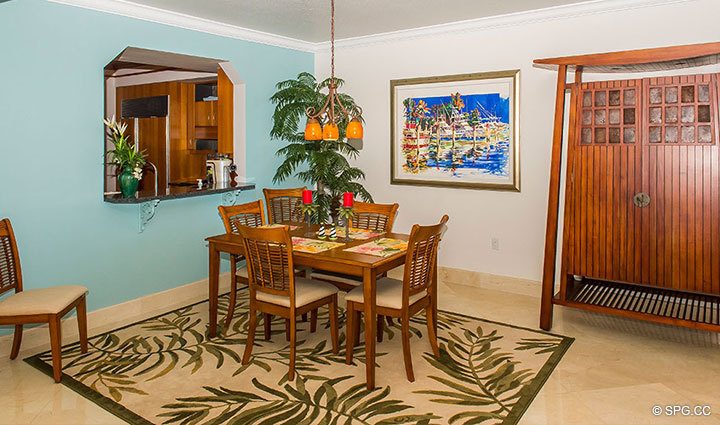 Dining Room inside Residence 17D, Tower II at The Palms, Luxury Oceanfront Condominiums Fort Lauderdale, Florida 33305