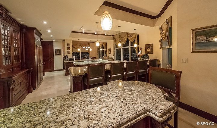 Enormous Gourmet Kitchen for Grand Penthouse 30A, Tower II at The Palms, Luxury Oceanfront Condos in Fort Lauderdale, South Florida 33305