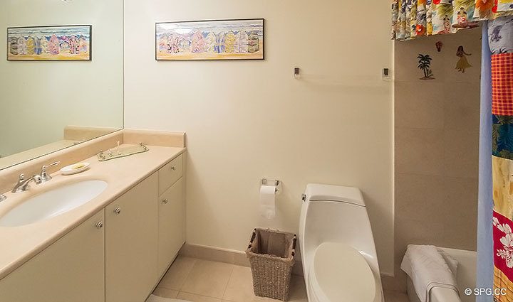 Guest Bathroom in Residence 7C, Tower I at The Palms, Luxury Oceanfront Condominiums, 2100 North Ocean Boulevard, Fort Lauderdale, Florida 33305