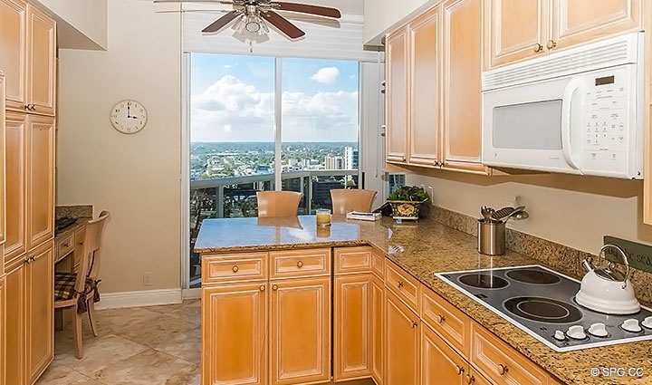 Gourmet Kitchen inside Residence 1902 at L Hermitage, Luxury Oceanfront Condominiums Fort Lauderdale, Florida 33308