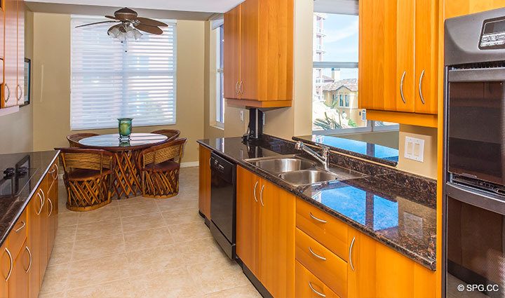 Kitchen and Breakfast Area Inside Residence 6C, Tower I at The Palms, Luxury Oceanfront Condominiums Fort Lauderdale, Florida 33305