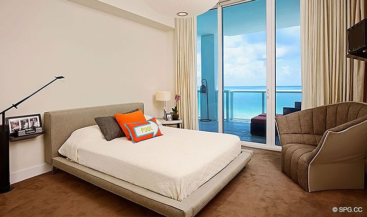 Guest Bedroom inside Residence 1402/3 at The Continuum, Luxury Oceanfront Condominiums in Miami Beach, Florida 33139.