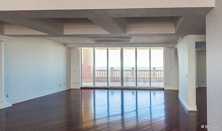 Large Open Living Area in Grand Penthouse 28A, Tower I at The Palms, Luxury Oceanfront Condominiums in Fort Lauderdale, Florida 33305.