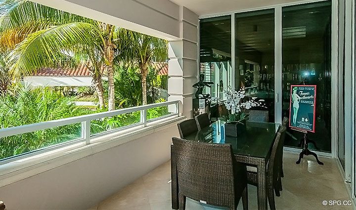 Lakeside Terrace inside Residence 206 at Bellaria, Luxury Oceanfront Condominiums in Palm Beach, Florida 33480.
