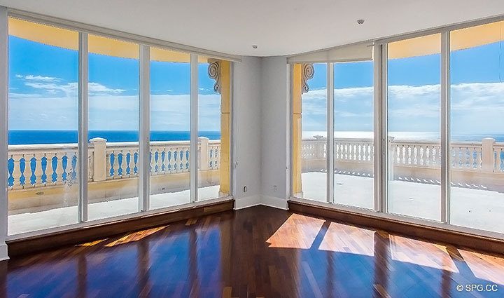 Floor-to-Ceiling Glass in Grand Penthouse 28A, Tower I at The Palms, Luxury Oceanfront Condominiums in Fort Lauderdale, Florida 33305.