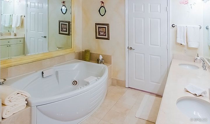 Master Bath with Jacuzzi Tub inside Residence 1902 at L Hermitage, Luxury Oceanfront Condominiums Fort Lauderdale, Florida 33308
