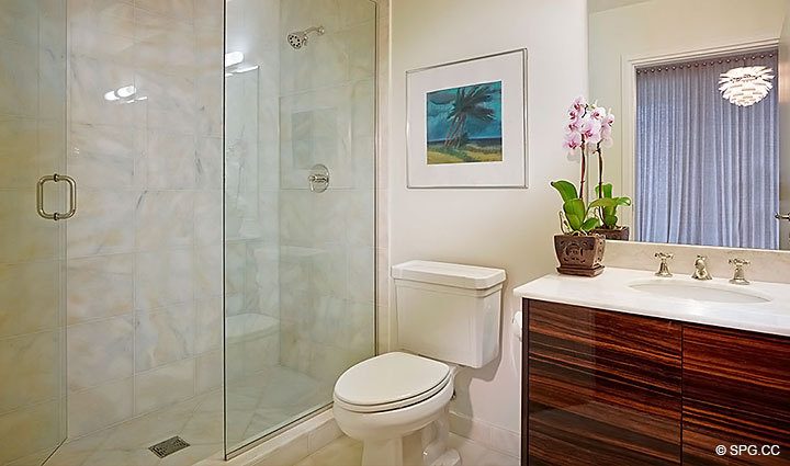Gues Bathroom inside Residence 1402/3 at The Continuum, Luxury Oceanfront Condominiums in Miami Beach, Florida 33139.