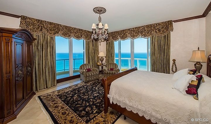 Beautiful Bedroom with Stunning Ocean Views in Grand Penthouse 30A, Tower II at The Palms, Luxury Oceanfront Condos in Fort Lauderdale, South Florida 33305