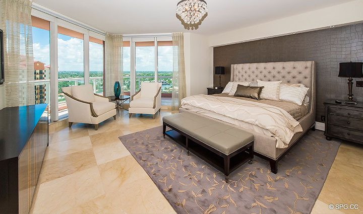 Master Bedroom inside Residence 17E, Tower I at The Palms, Luxury Oceanfront Condominiums Fort Lauderdale, Florida 33305.