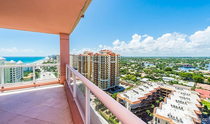 City and Intracoastal Views from Residence 17E, Tower I at The Palms, Luxury Oceanfront Condominiums Fort Lauderdale, Florida 33305.