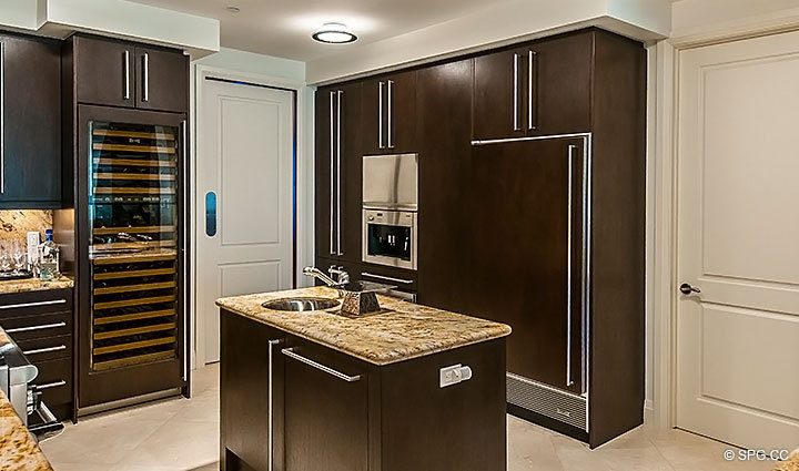 Gourmet Kitchen in Residence 206 at Bellaria, Luxury Oceanfront Condominiums in Palm Beach, Florida 33480.
