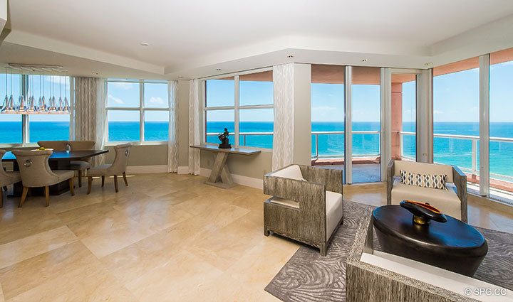 Ocean Views Abound from Residence 17E, Tower I at The Palms, Luxury Oceanfront Condominiums Fort Lauderdale, Florida 33305.
