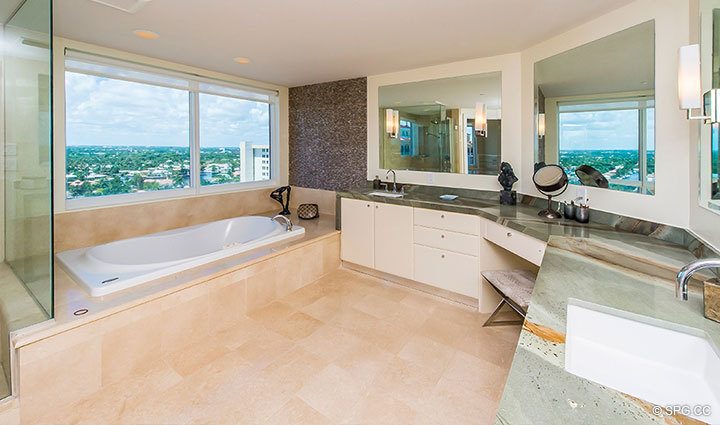 Master Bathroom inside Residence 17E, Tower I at The Palms, Luxury Oceanfront Condominiums Fort Lauderdale, Florida 33305.