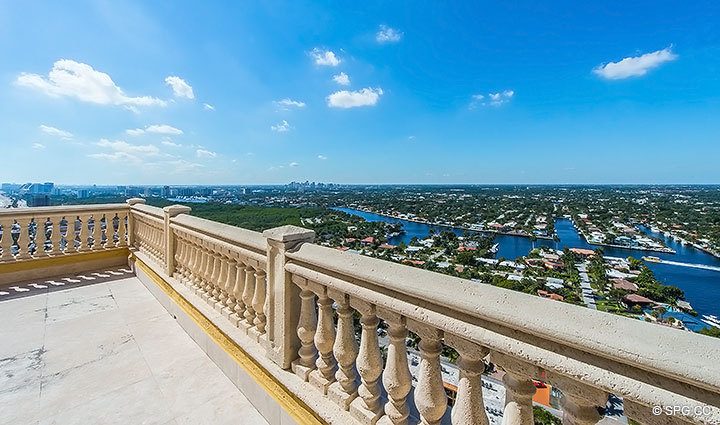 Intracoastal Waterway Views from Grand Penthouse 28A, Tower I at The Palms, Luxury Oceanfront Condominiums in Fort Lauderdale, Florida 33305.