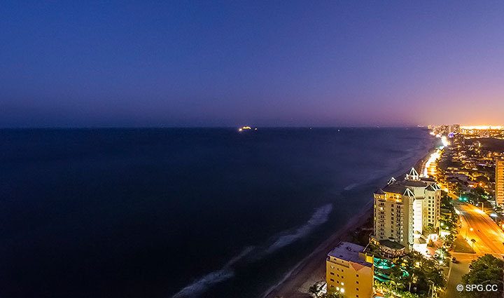 Fantastic Night Shot from Grand Penthouse 30A, Tower II at The Palms, Luxury Oceanfront Condos in Fort Lauderdale, South Florida 33305