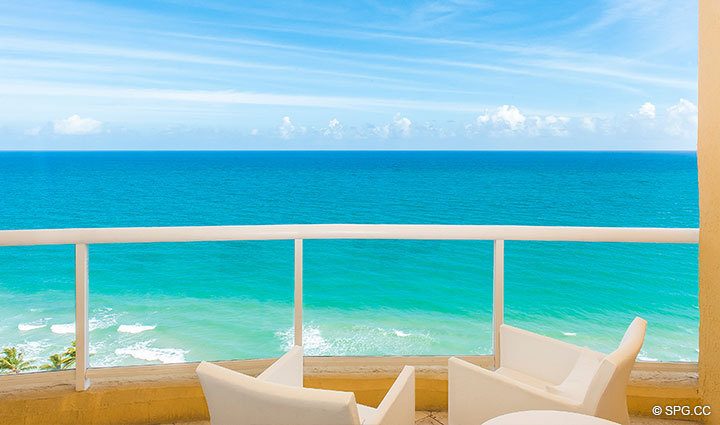 Oceanside Terrace from Residence 17A, Tower I at The Palms, Luxury Oceanfront Condominiums Fort Lauderdale, Florida 33305.