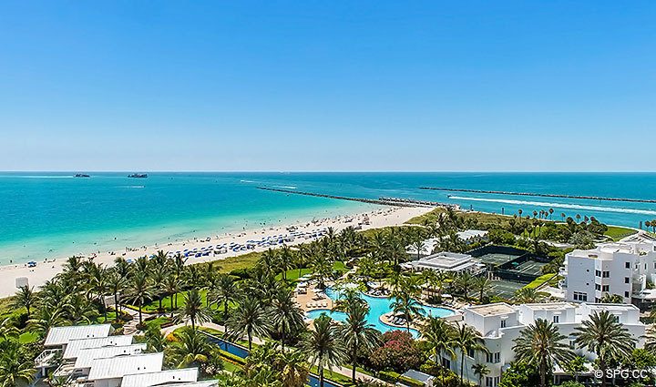Ocean and Inlet Views from Residence 1402/3 at The Continuum, Luxury Oceanfront Condominiums in Miami Beach, Florida 33139.
