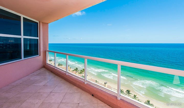 Large Oceanfront Terrace for Residence 17E, Tower I at The Palms, Luxury Oceanfront Condominiums Fort Lauderdale, Florida 33305.