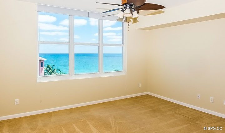 Lovely Master bedroom with Ocean Views inside Residence 7C, Tower I at The Palms, Luxury Oceanfront Condominium Located at 2100 North Ocean Boulevard,  Fort Lauderdale Beach, Florida 33305
