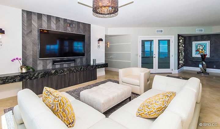 Den and Entrance in Residence 17E, Tower I at The Palms, Luxury Oceanfront Condominiums Fort Lauderdale, Florida 33305.