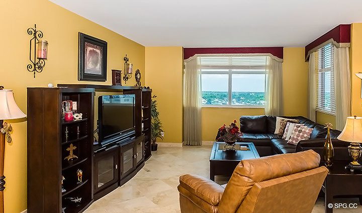 Living Room in Residence 10B, Tower I at The Palms, Luxury Oceanfront Condominiums Fort Lauderdale, Florida 33305