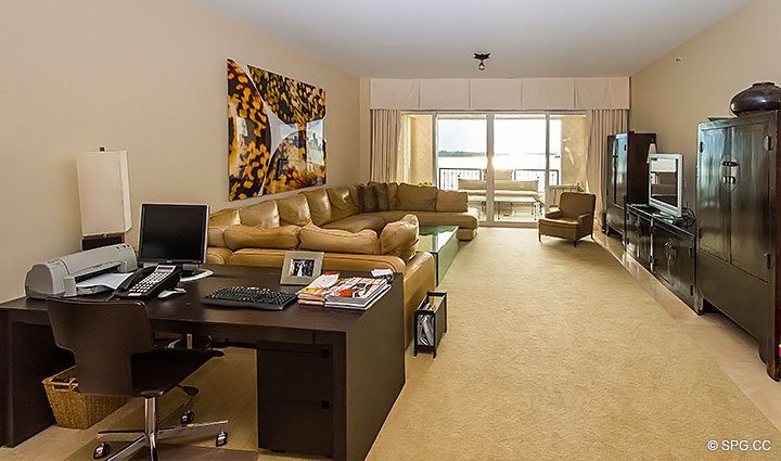 Living Room with Office Space in Luxury Oceanfront Condo Residence 5152 Fisher Island Drive, Miami Beach, FL 33109